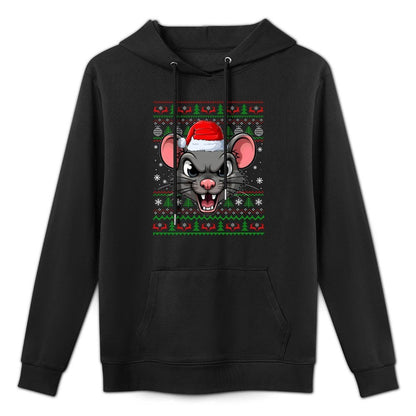 Rat Mouse Christmas Ugly Sweater Funny Rodent Head Xmas Sweatshirt Layering Staple Hoodie