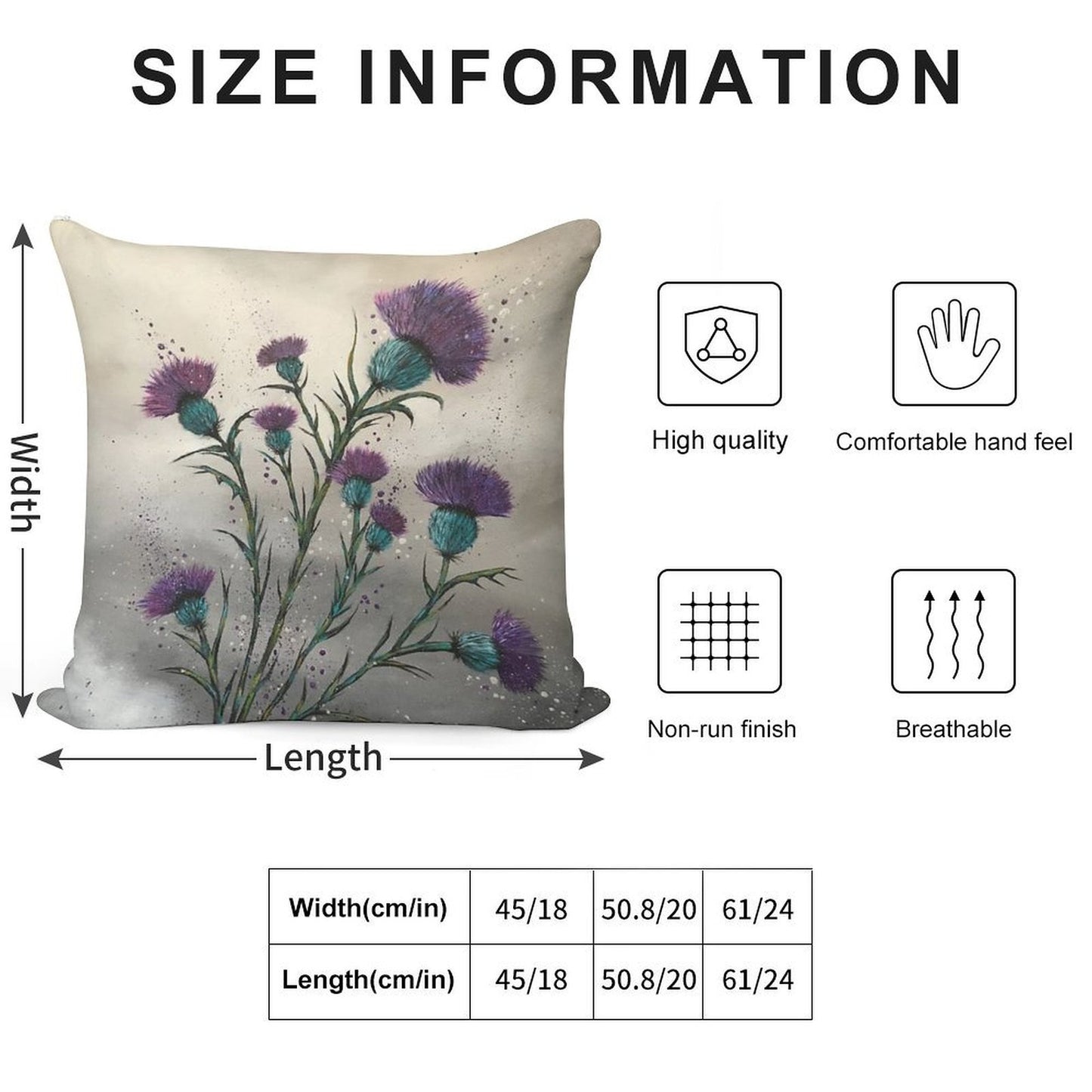 Scottish Traditional Purple Thistle Soft Durable Construction Throw Pillow