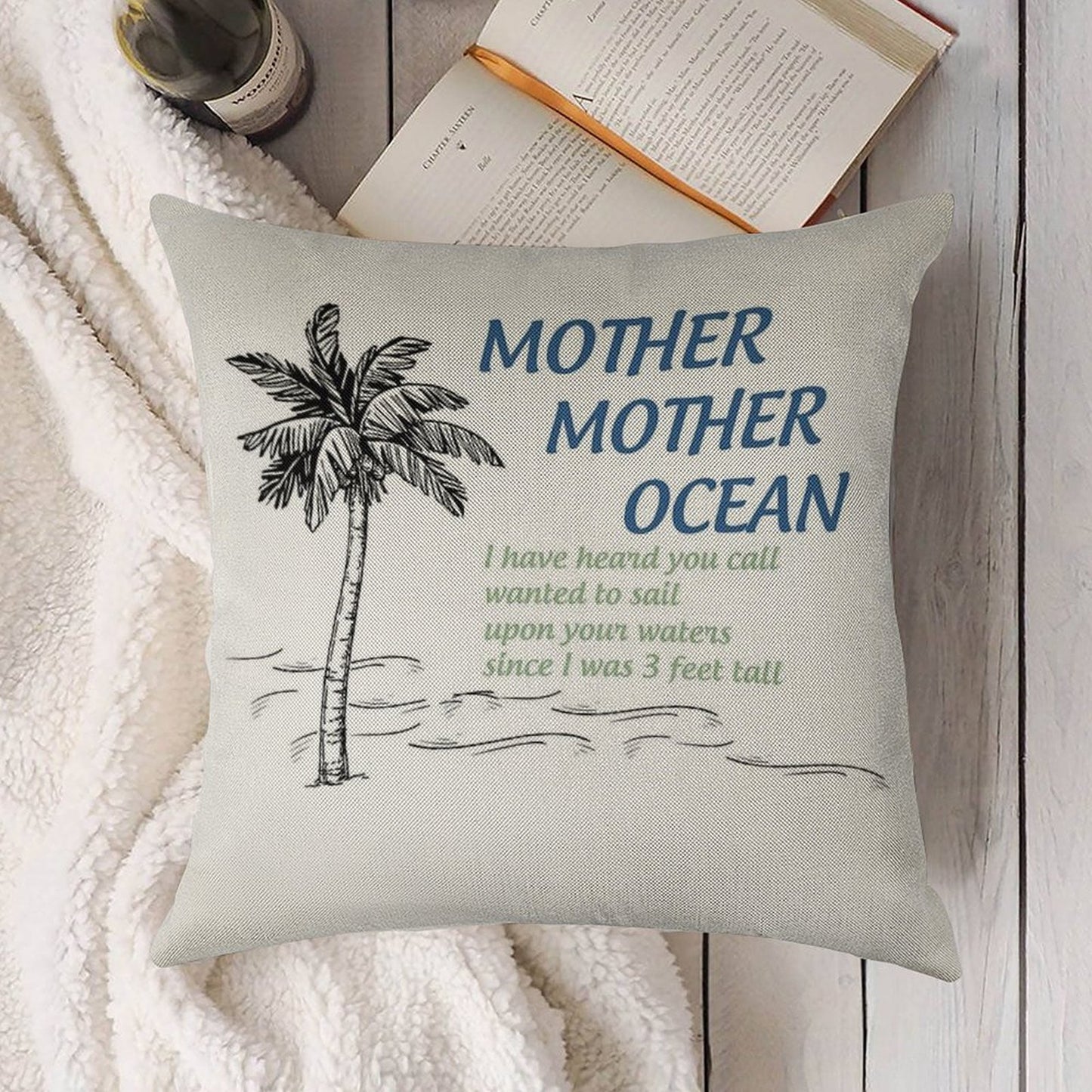 Mother, Mother, Ocean Linen Throw Pillow Cover