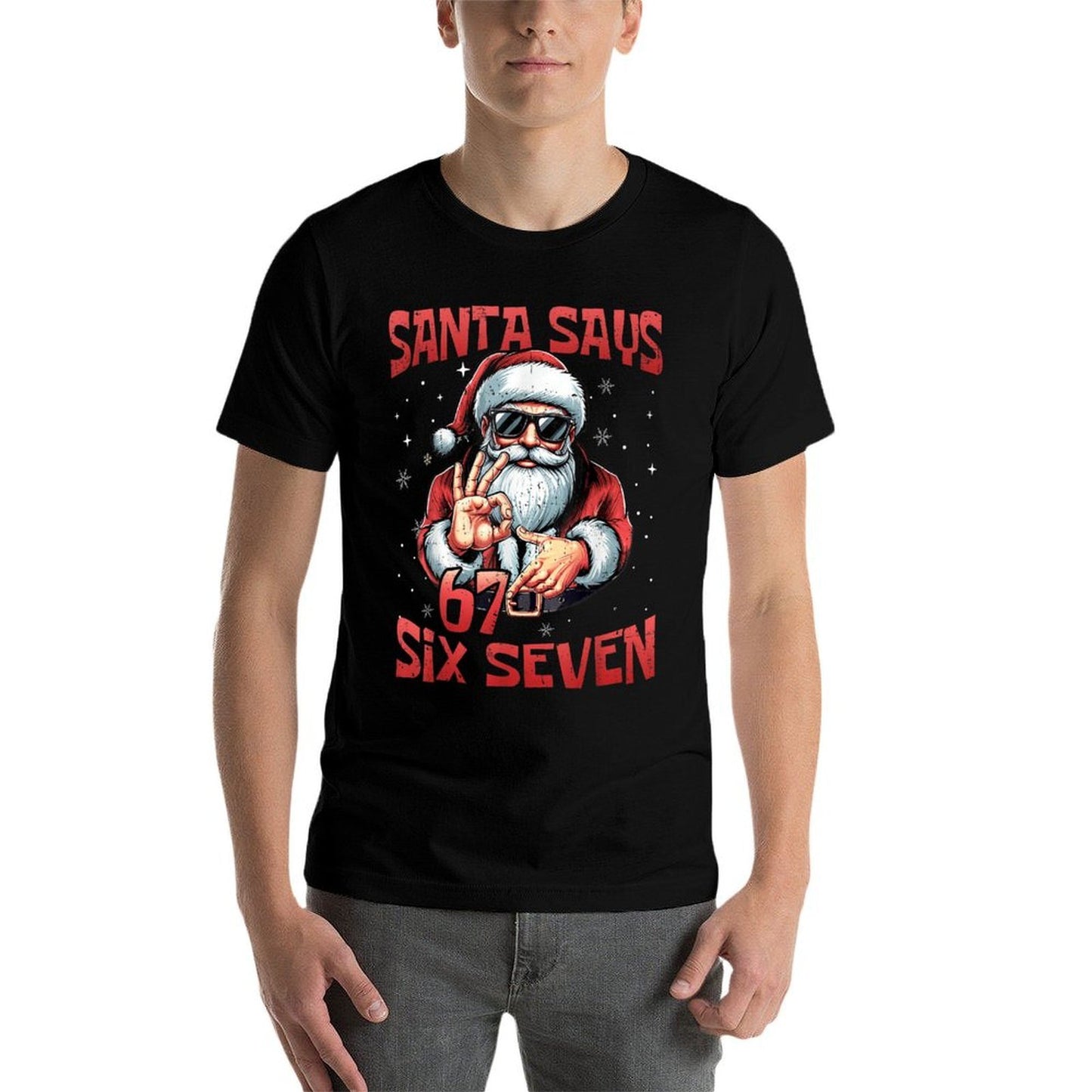 Funny Santa Says Six Seven Christmas 67 Meme Xmas Boys Girls  Eco-friendly Material T-Shirt