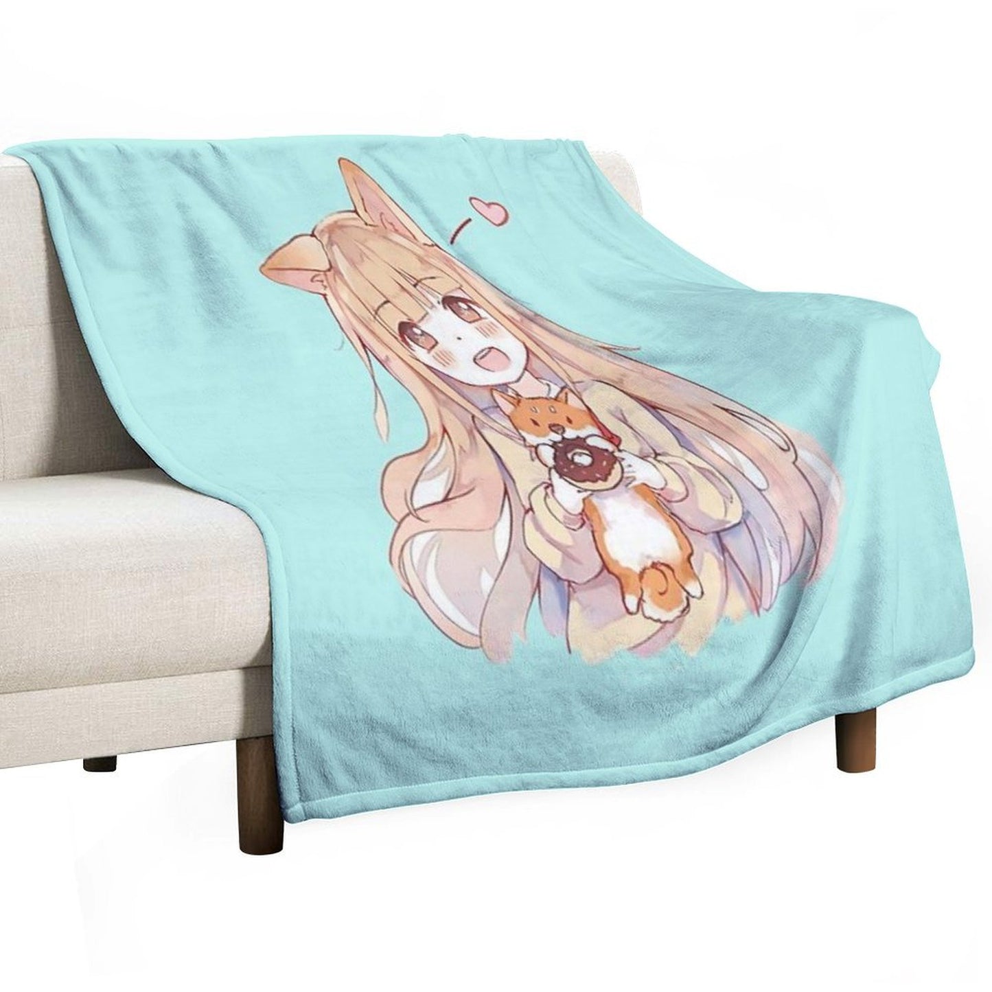 Kawaii Anime Girl Throw Blanket