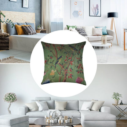 Green Dream Chinoiserie Linen Throw Pillow Cover