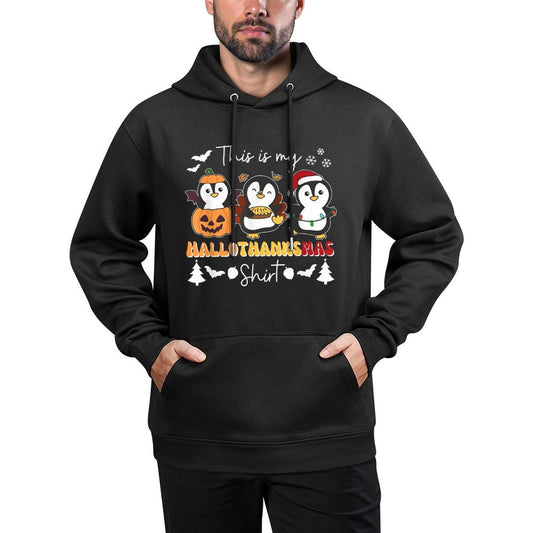 Penguin Christmas Halloween This Is My Hallothanksmas All-Day Comfort Hoodie