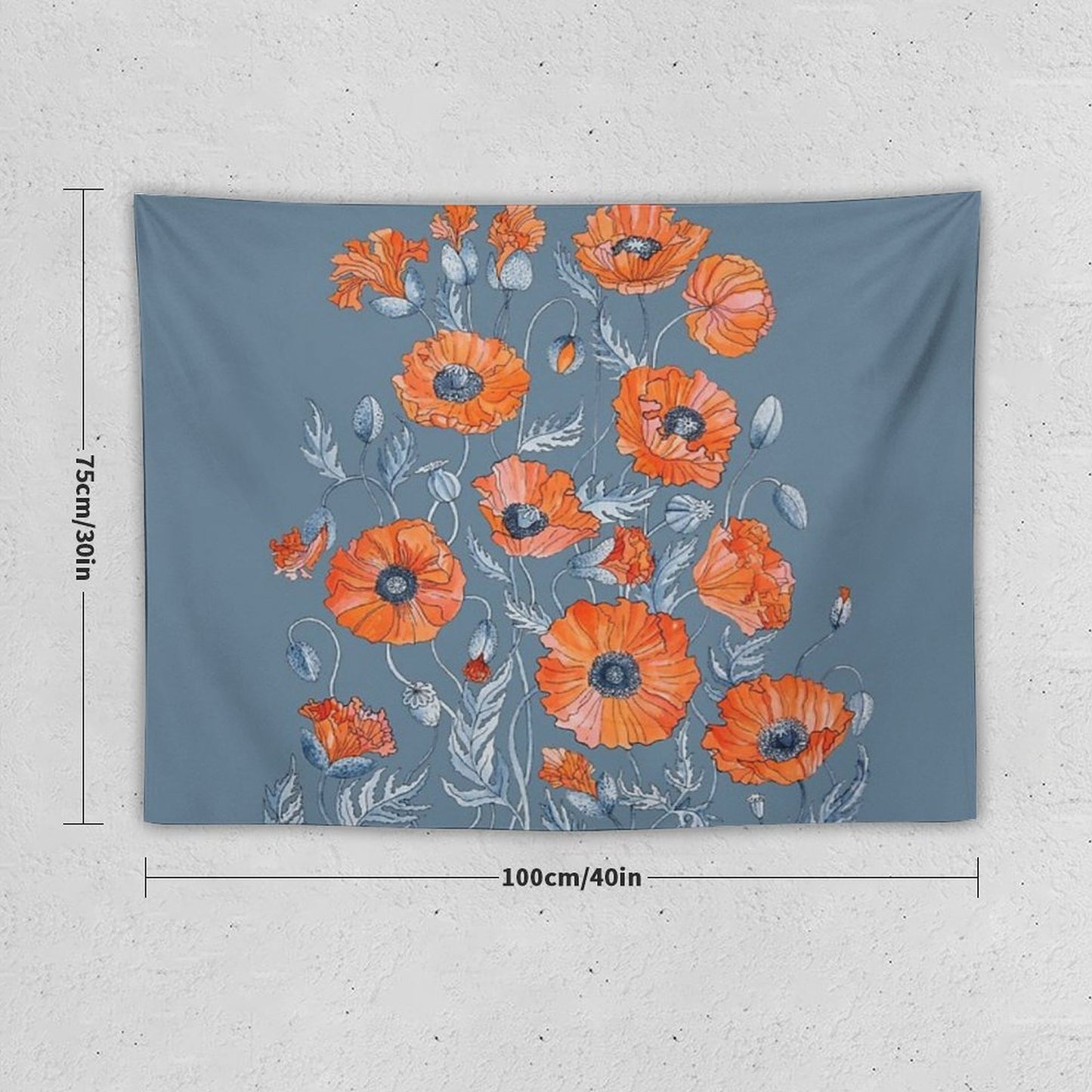 Poppies Floral Botanical Art Tapestry