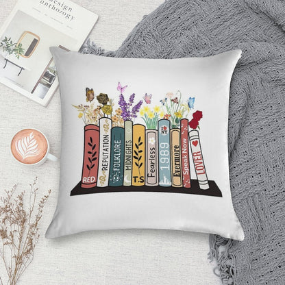 Taylor Albums Book Flowers Country Music Lover Swifties Soft Decorative Cover Throw Pillow