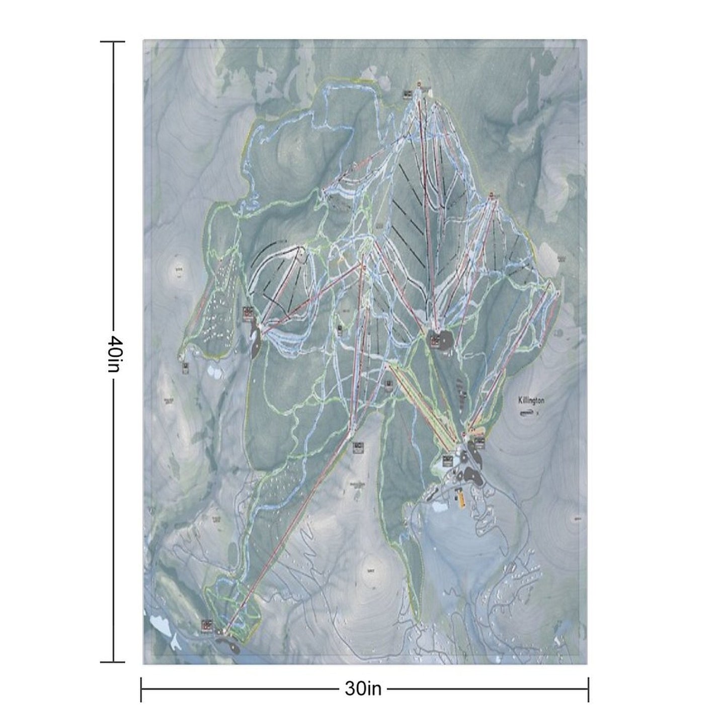 Killington Resort Trail Map Throw Blanket