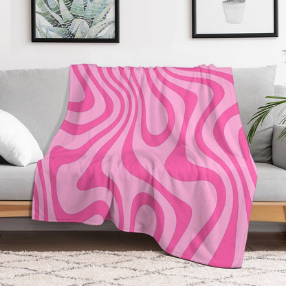 Vibrant Pink Wavy Abstract Pattern Throw Blanket
