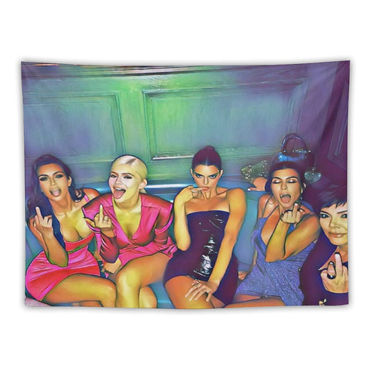 Kardashian Family Middle Finger Enhanced Image Tapestry