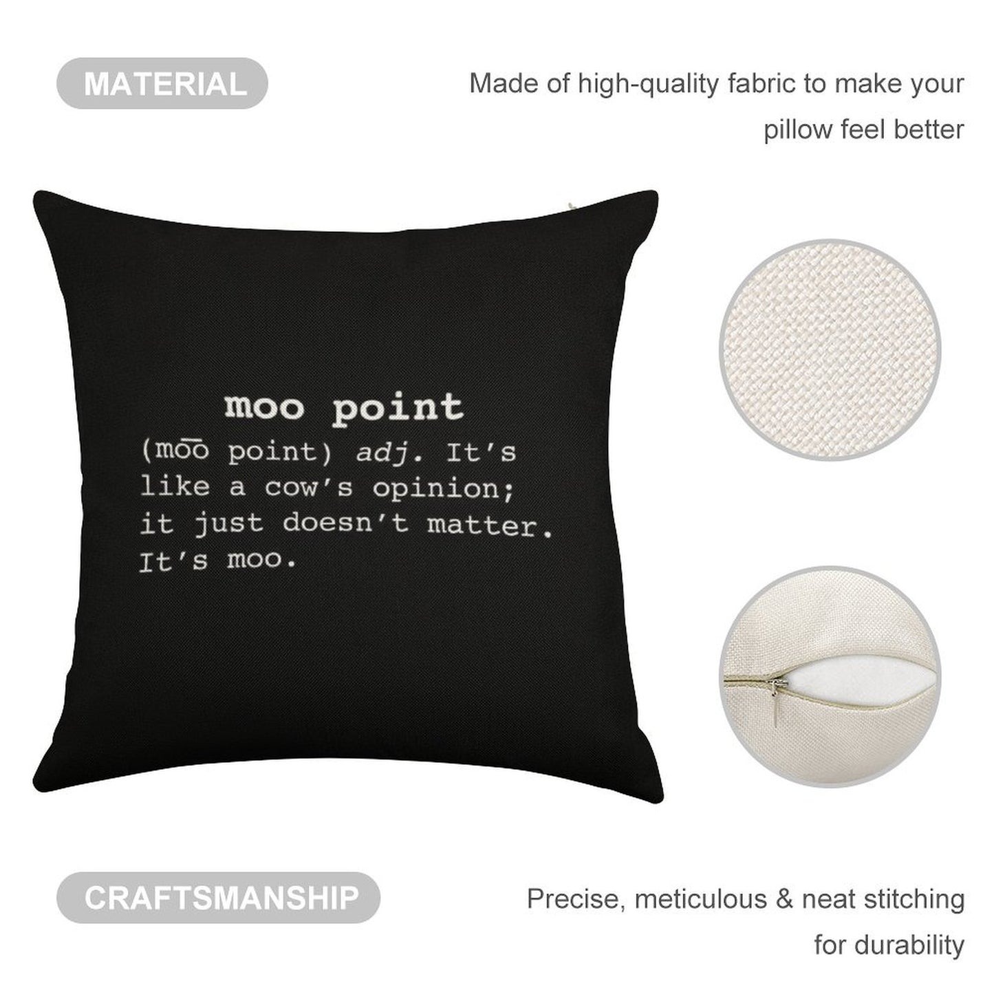 Moo Point Linen Throw Pillow Cover