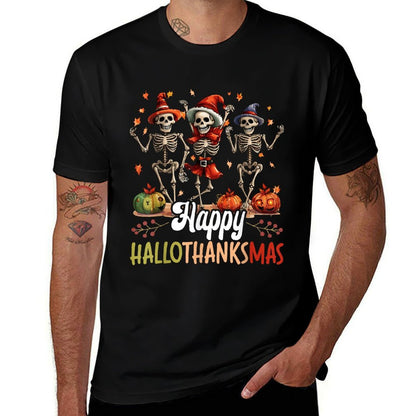 Happy Hallothanksmas Halloween Thanksgiving Christmas  Vintage-inspired T-Shirt