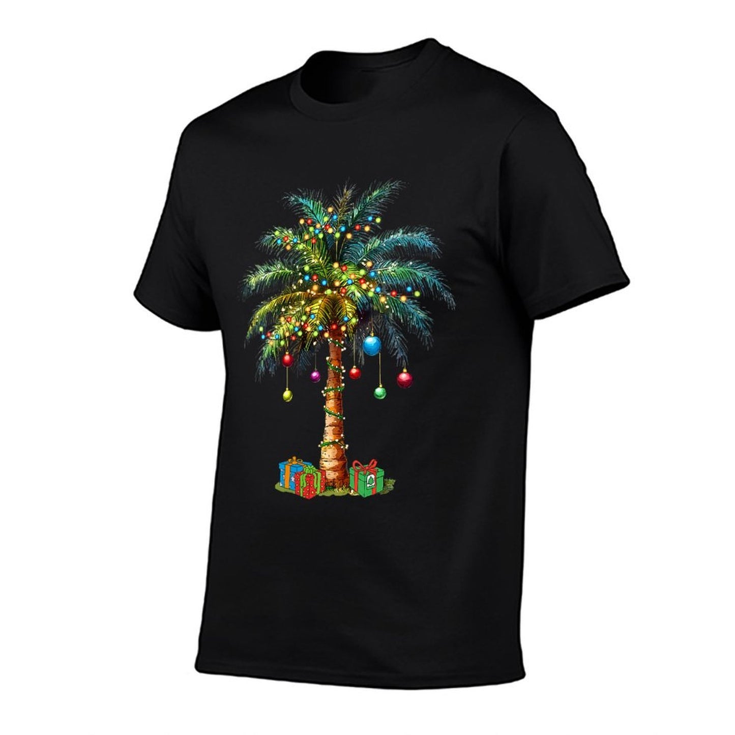 Womens Tropical Christmas Hawaiian Santa Xmas Lights Palm Tree  Trendy Pattern T-Shirt