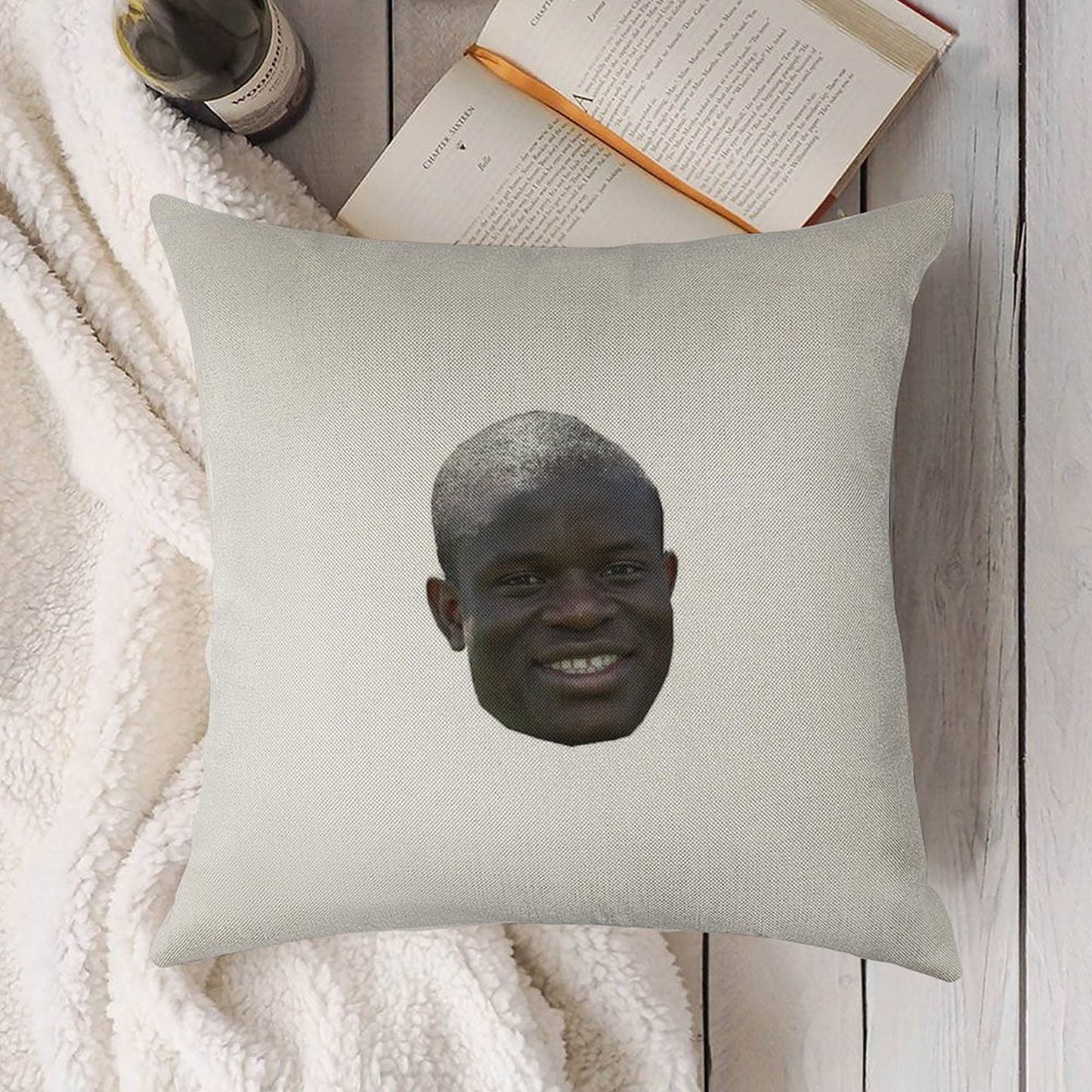 N'golo Kante Head Linen Throw Pillow Cover