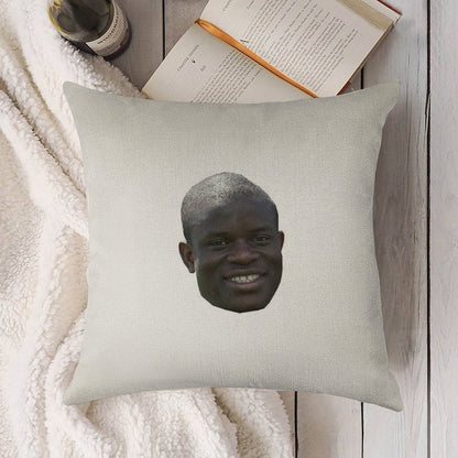N'golo Kante Head Linen Throw Pillow Cover