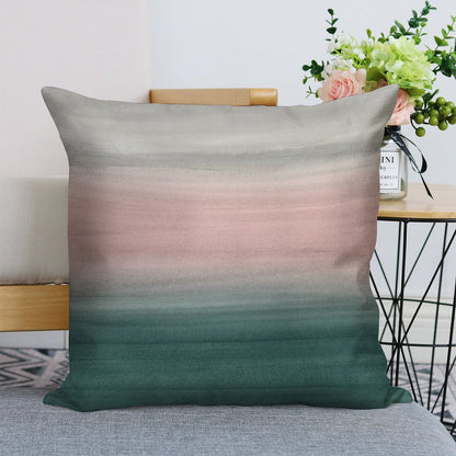 Touching Teal Blush Gray Watercolor Abstract #1 #painting #decor #art Linen Throw Pillow Cover