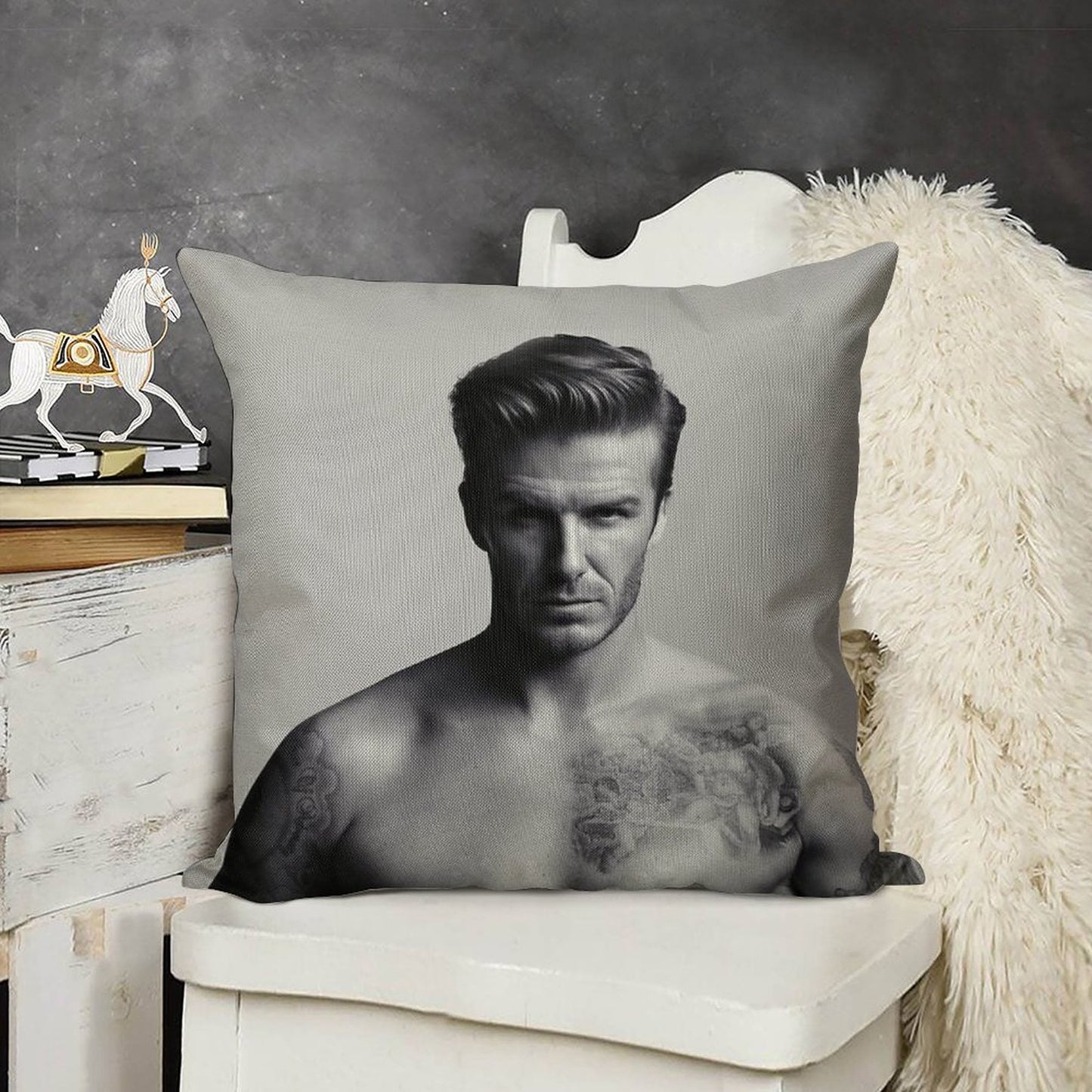 David Beckham Linen Throw Pillow Cover