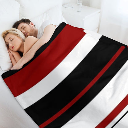 Red Black White Abstract Stripes Throw Blanket