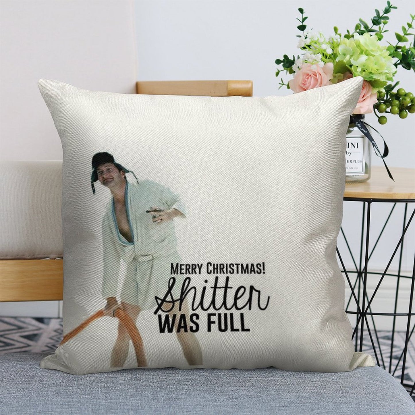 Cousin Eddie Merry Christmas Linen Throw Pillow Cover