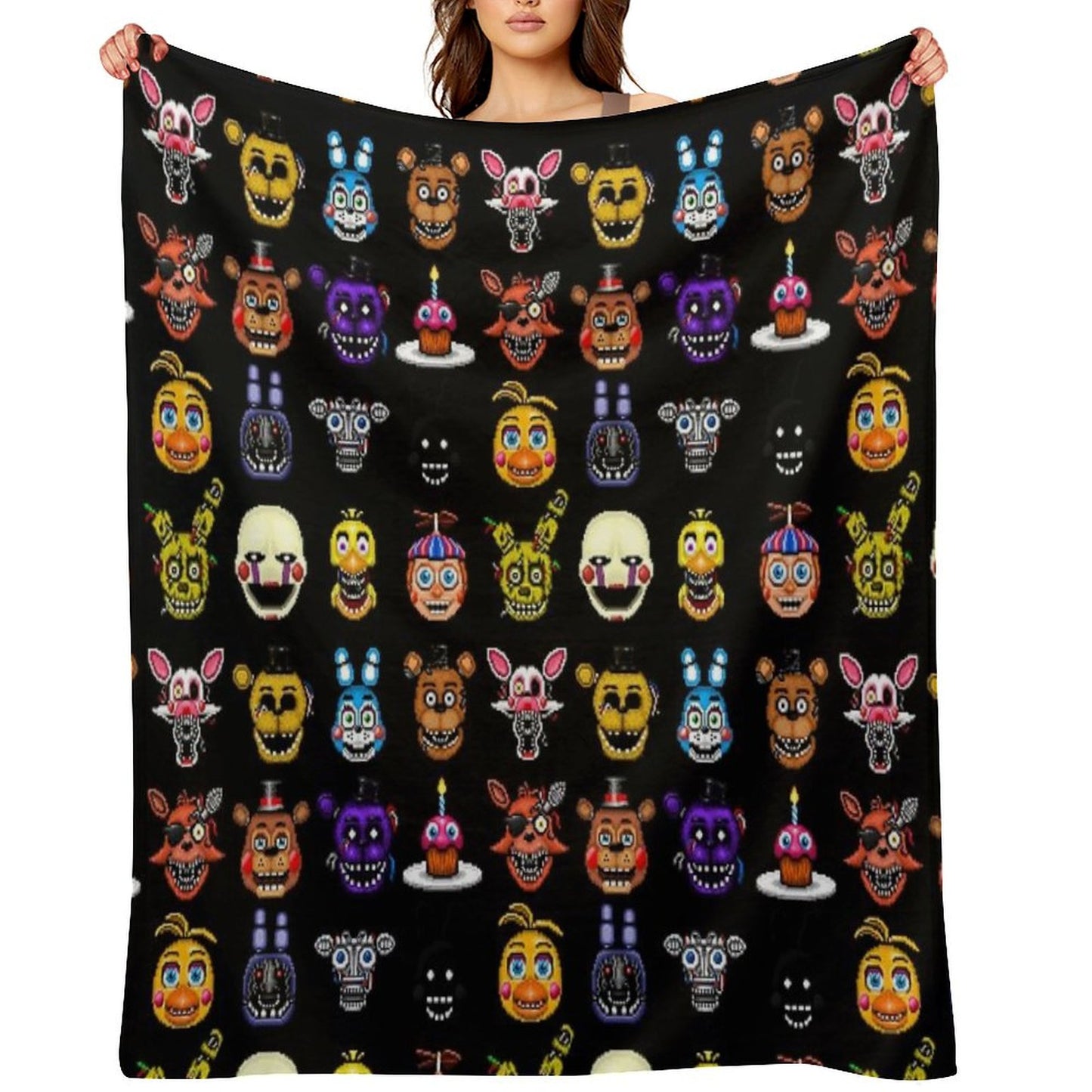 Five Nights at Freddy's - Pixel Art - Multiple Characters Throw Blanket