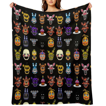 Five Nights at Freddy's - Pixel Art - Multiple Characters Throw Blanket