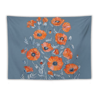Poppies Floral Botanical Art Tapestry