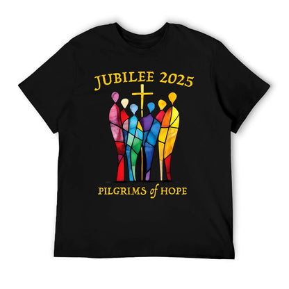 Catholic Jubilee 2025 Stained Glass Pilgrims Of Hope T-Shirt