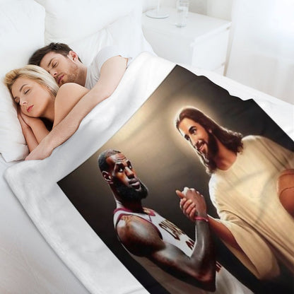 Lebron James + Jesus Throw Blanket