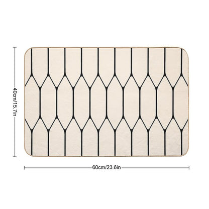 Long Honeycomb Minimalist Geometric Pattern in Black And Almond Cream Bath Mat