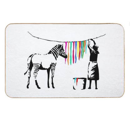Zebra Stripes Washing - Banksy Graffiti Bath Mat