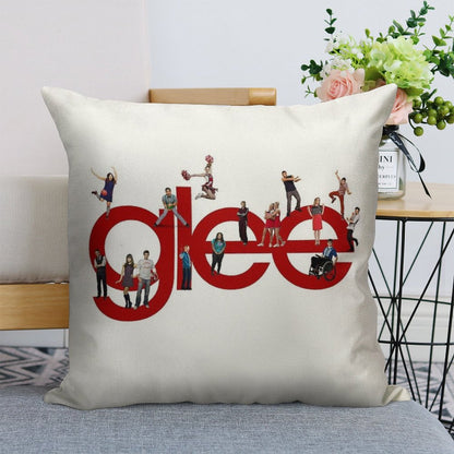 Glee Logo with The Cast Linen Throw Pillow Cover