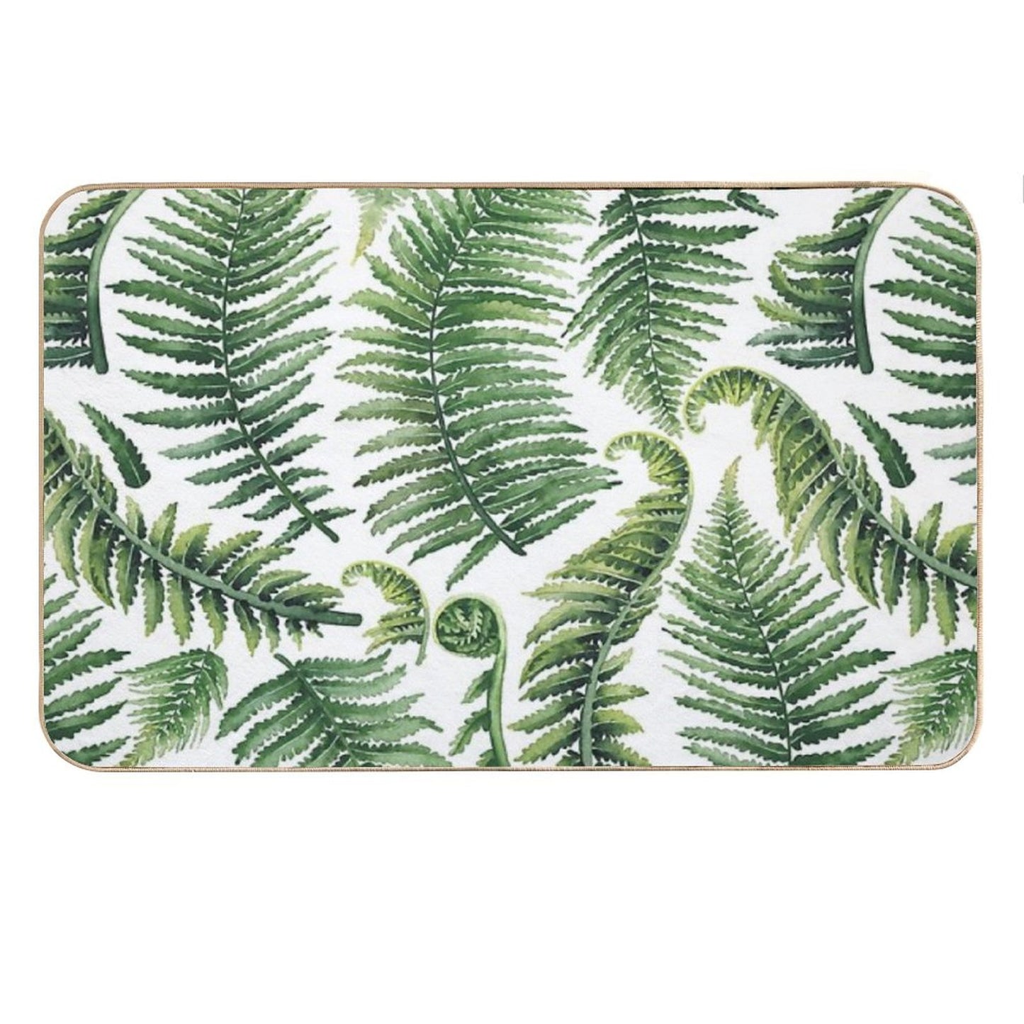 Watercolor Fern Leaves Bath Mat