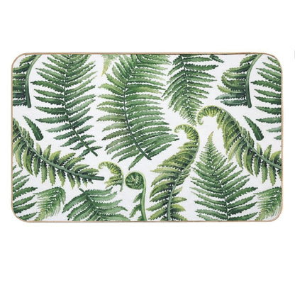Watercolor Fern Leaves Bath Mat