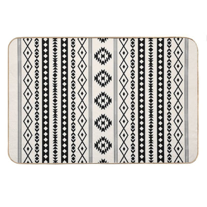 Aztec Black on Cream Mixed Motifs Pattern Bath Mat