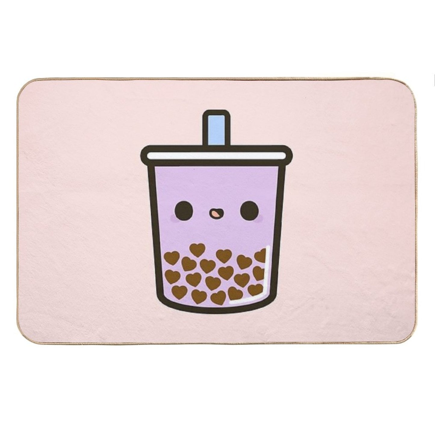 Cute Love Heart Bubble Tea Bath Mat