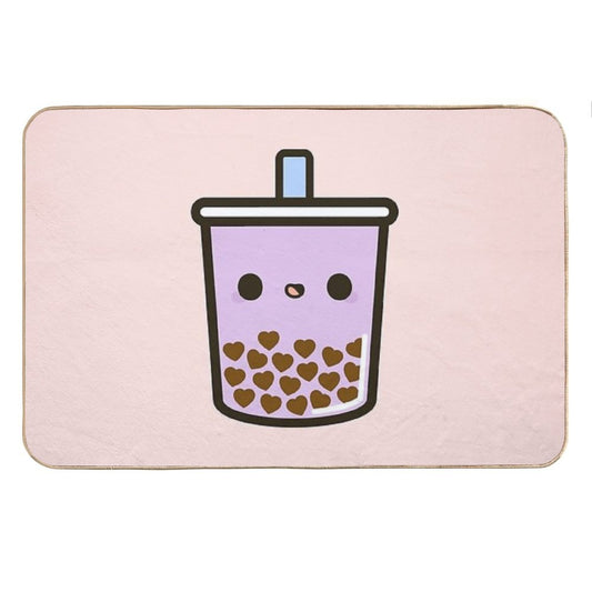 Cute Love Heart Bubble Tea Bath Mat