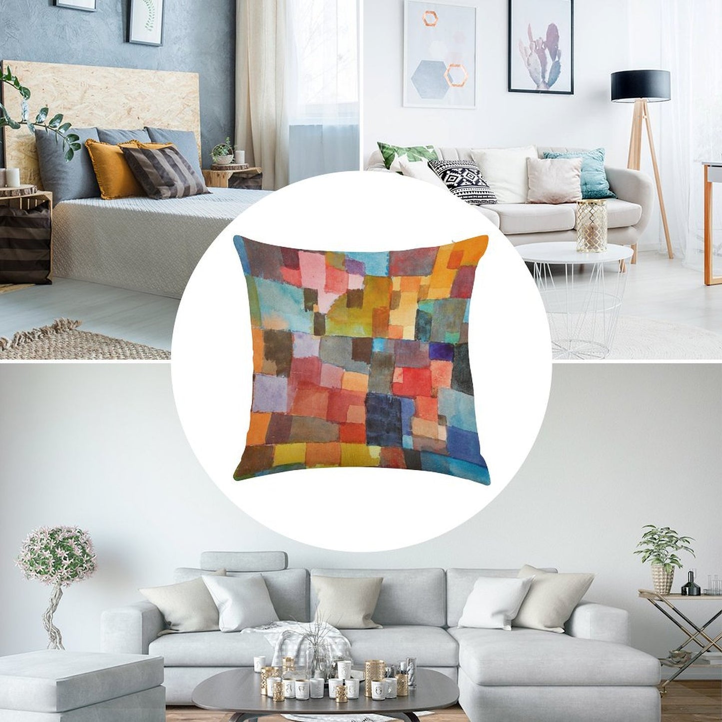 Raumarchitekturen, Paul Klee Linen Throw Pillow Cover