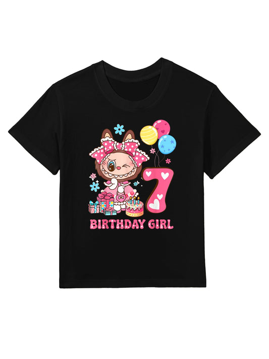 7th Birthday Girls Kidsns Funny Labubu Kids T-Shirt
