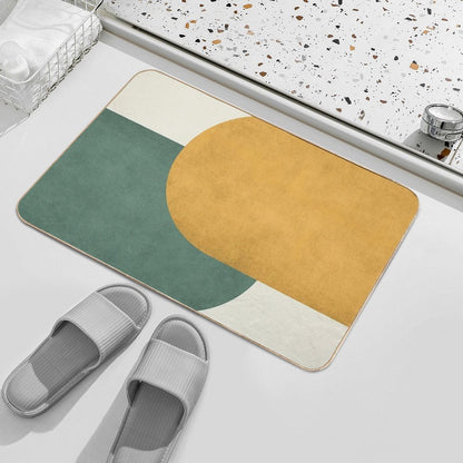 Half Circle Colorblock - Gold Green Bath Mat