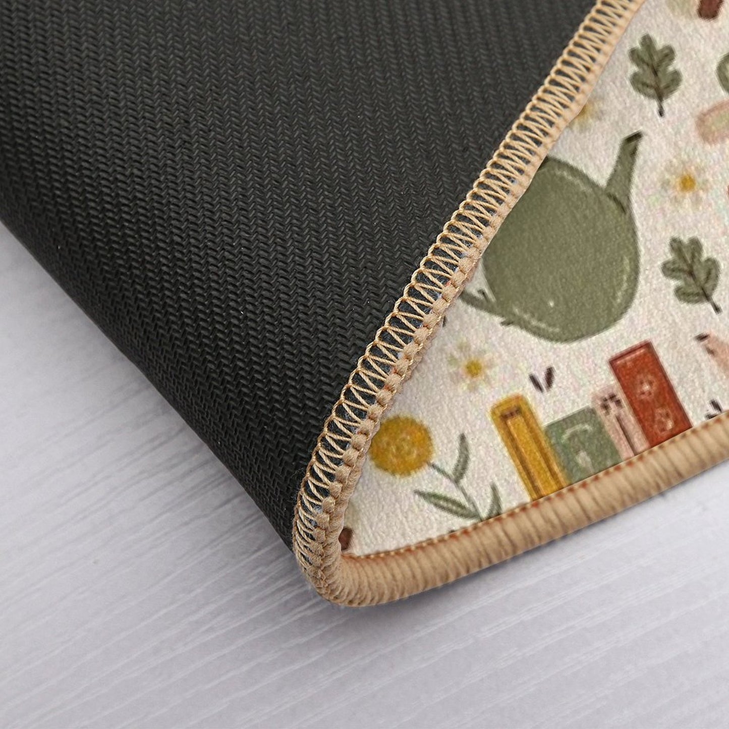 Flowery Books And Tea Bath Mat