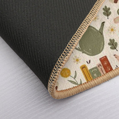Flowery Books And Tea Bath Mat