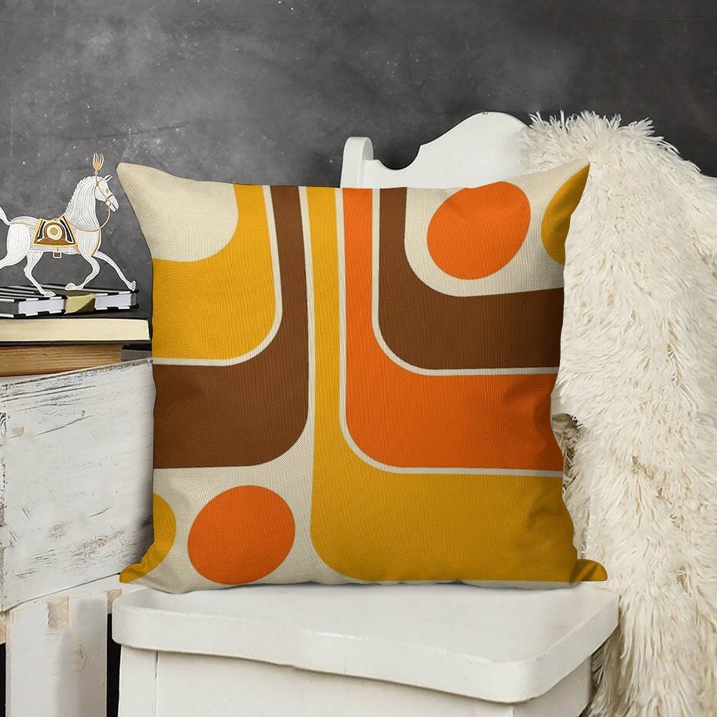 Retro Geometric Design 624 Linen Throw Pillow Cover