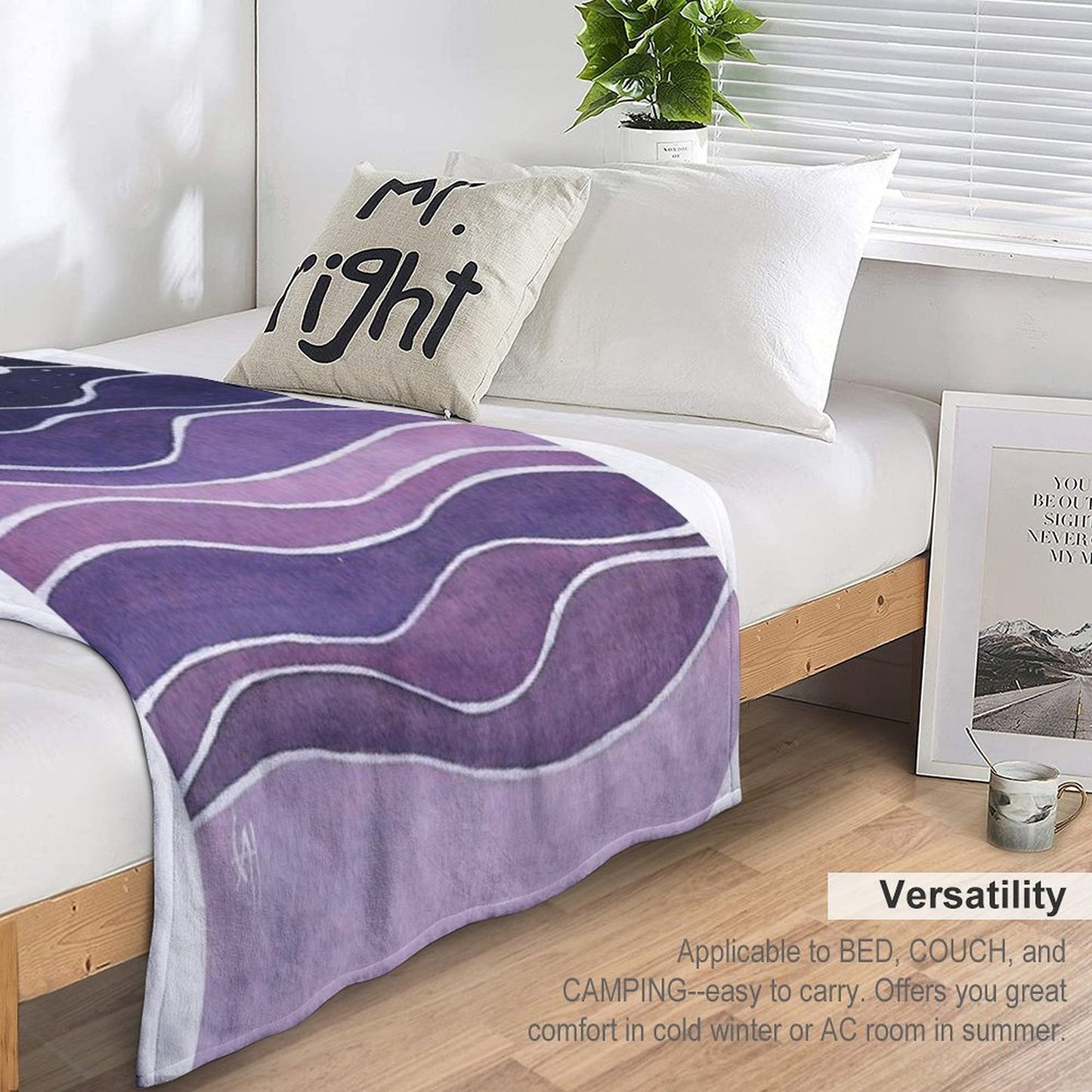 Purple Mountains And Moon Throw Blanket