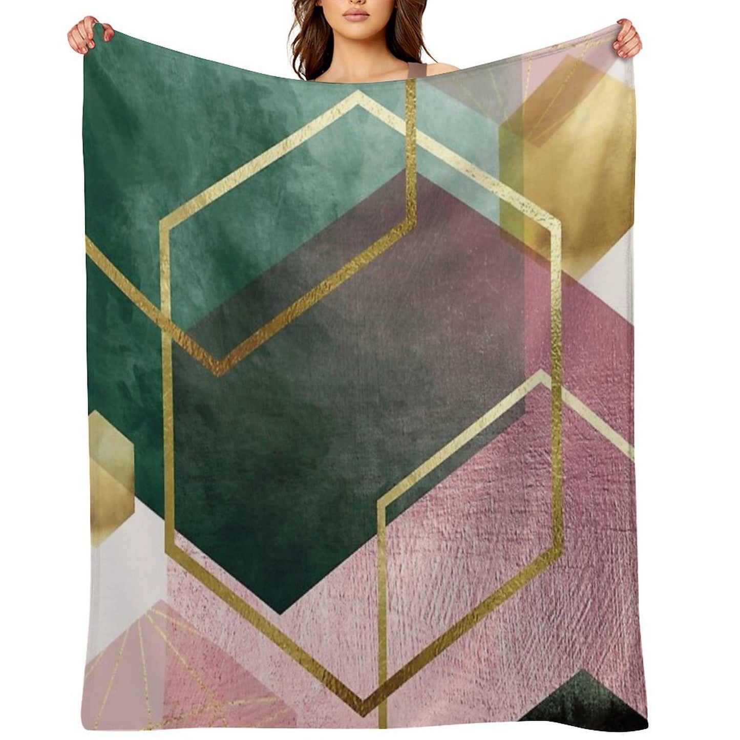 Emerald Green And Pink Geo No 1 Throw Blanket