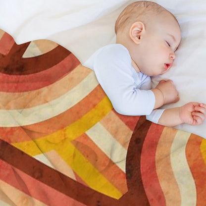 Vintage Orange 70's Style Rainbow Stripes Throw Blanket