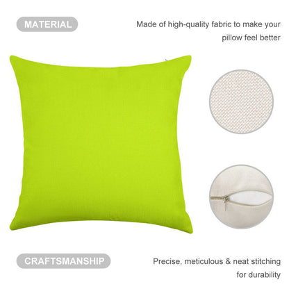 Bright Green Lime Neon Color Linen Throw Pillow Cover