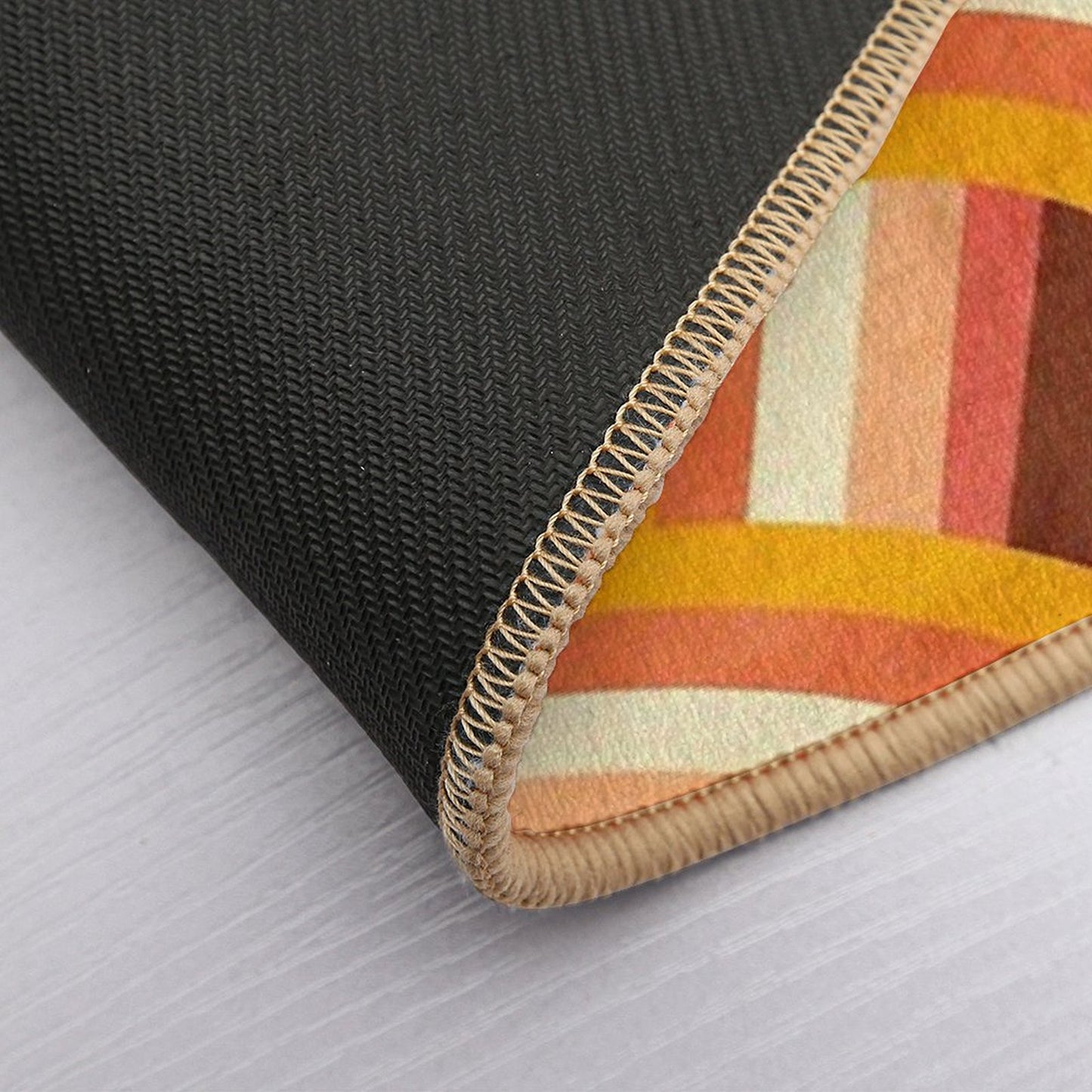 Vintage Orange 70's Style Rainbow Stripes Bath Mat