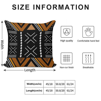 African Mud Cloth Bogolan Design Soft Gift Ready Throw Pillow