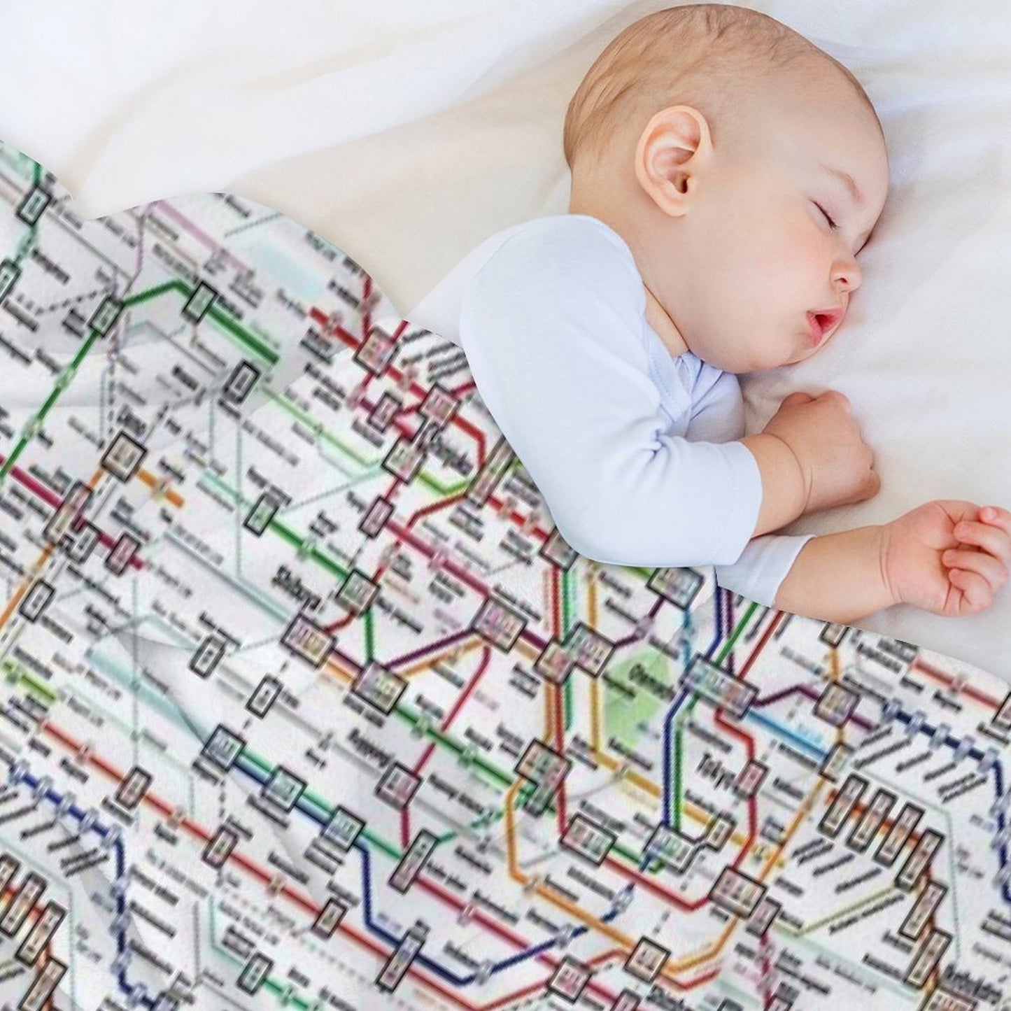 Tokyo Subway Map Clock Throw Blanket
