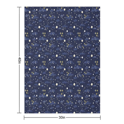 Galaxy - Cosmos, Moon And Stars. Astronomy Pattern. Cute Cartoon Universe Design. Throw Blanket