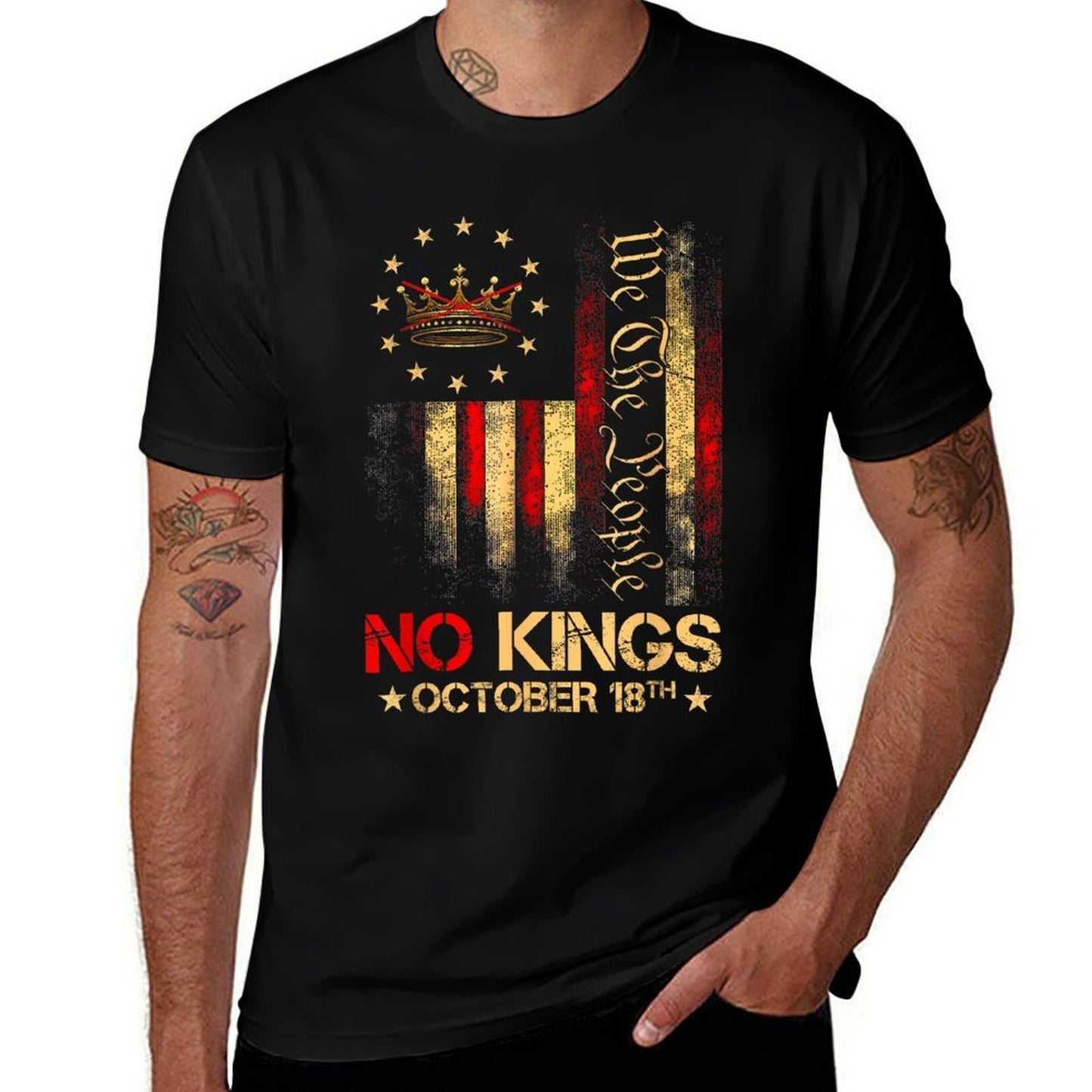 No Kings Vintage America 1776 October 18  Wrinkle-resistant T-Shirt