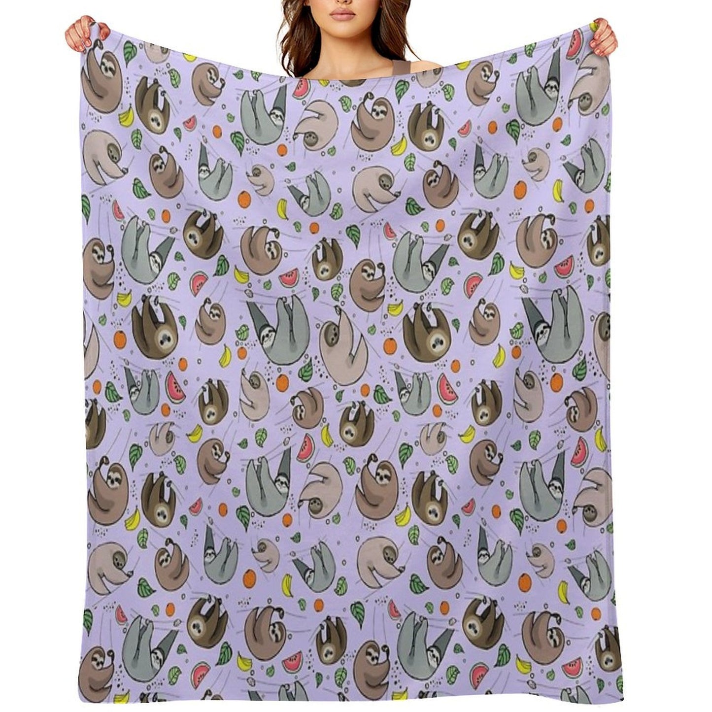 Sloths in Purple Throw Blanket